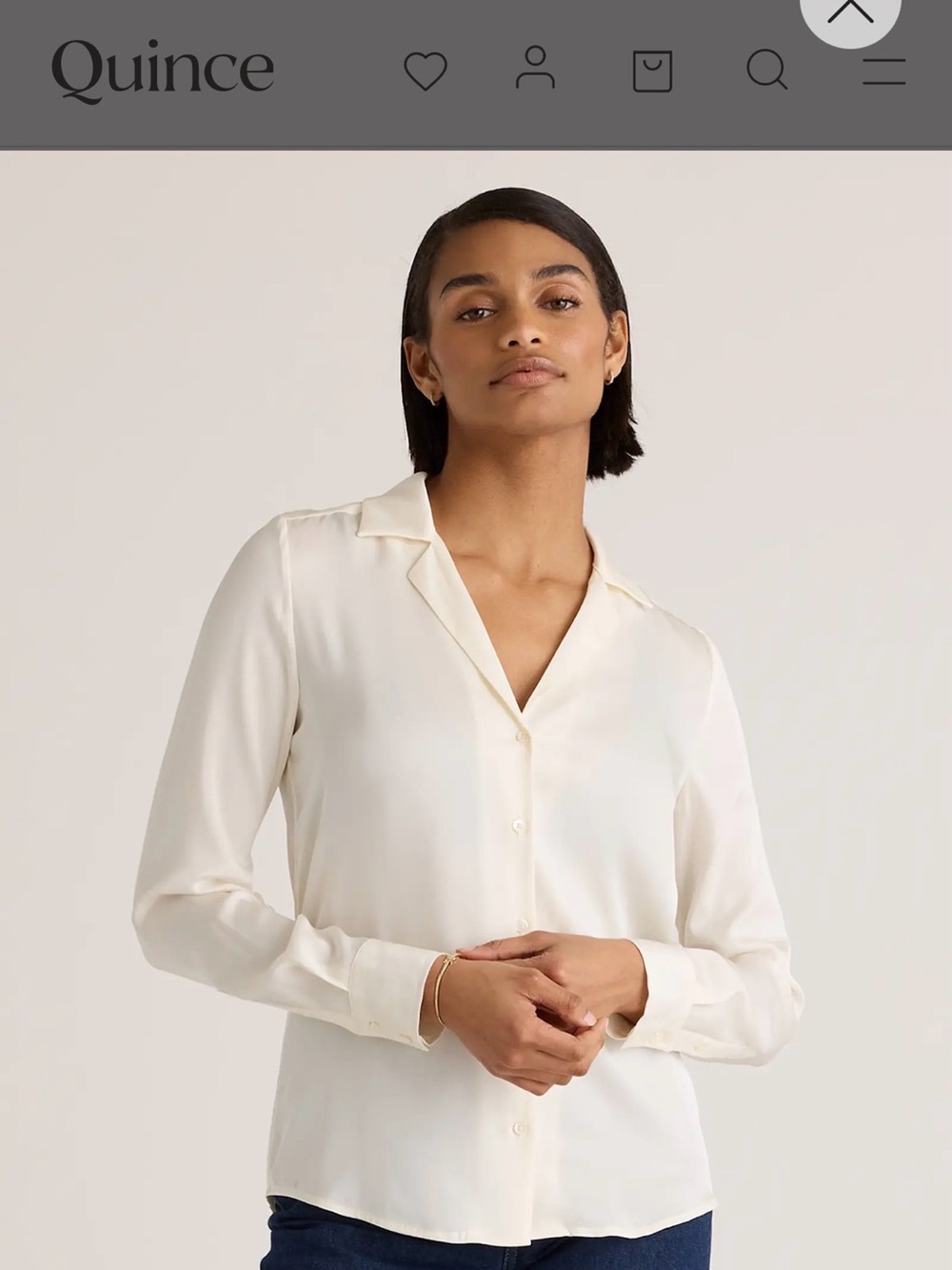 Quince Women's Cream Button-Front Silk-Blend Blouse